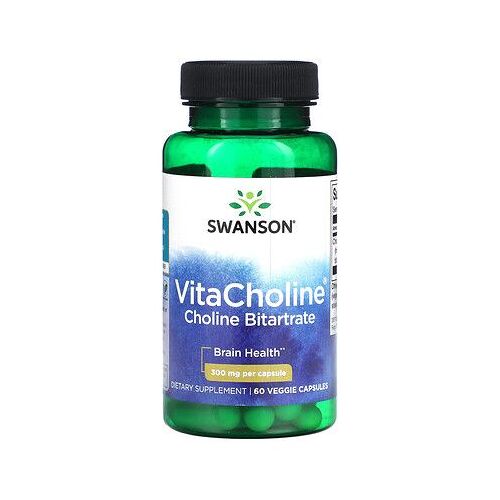Swanson Vitacholine Bitartrate De Choline, 300 Mg, 60 Capsules Végétariennes 