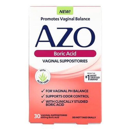 Azo Acide Borique, Suppositoires Vaginaux, 600 Mg, 30 Suppositoires 