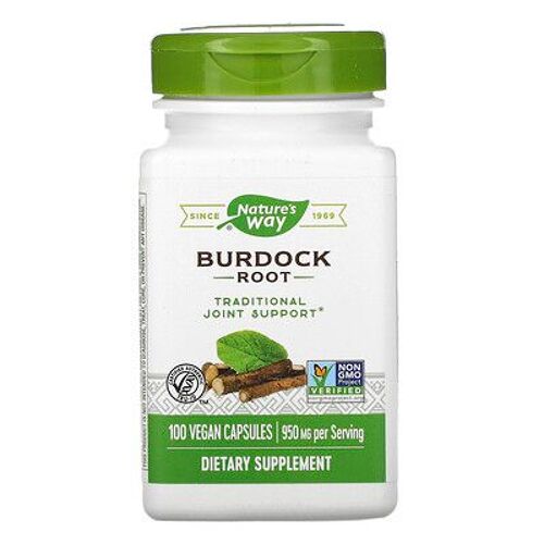 Nature's Way Racine De Bardane, 950 Mg, 100 Capsules Vegan (475 Mg Par Capsule) 