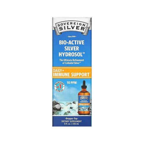 Sovereign Silver Compte-Gouttes Bio-Active Silver Hydrosol, Soutien Immunitaire Quotidien, 10 Ppm, 236 Ml 