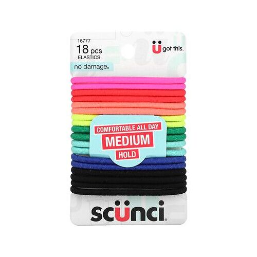 Scunci Élastiques No Damage, Confortables, Tenue Moyenne Toute La Journée, Brillants, 18 Pièces