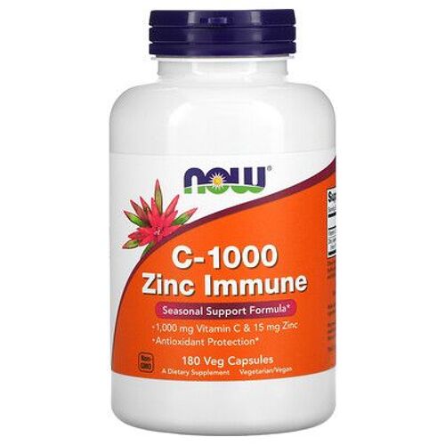 Now Foods C-1000 Zinc Immune, 180 Capsules Végétales 