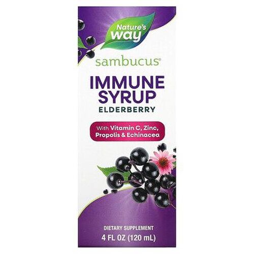 Nature's Way Sambucus, Sirop Pour Le Système Immunitaire, Baie De Sureau, 120 Ml 