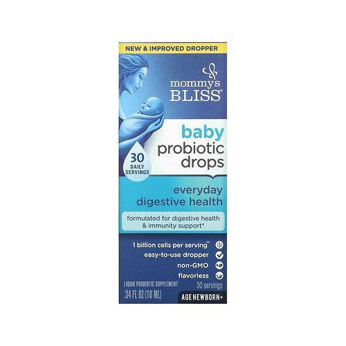 Mommy's Bliss Gouttes Probiotiques Pour Bébés, Santé Digestive Au Quotidien, Nouveau-Nés+, 10 Ml