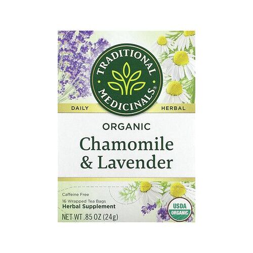Traditional Medicinals Camomille Biologique À La Lavande, Sans Caféine, 16 Sachets De Thé Emballés, 24 G