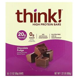 Think ! Barres Ultraprotéinées, Fondant Au Chocolat, 10 Barres, 60 G Pièce