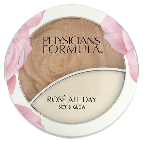 Physicians Formula Rose All Day, Set & Glow, Poudre Illuminatrice Et Baume De Rosée, Sunlit Glow, 1 Set 