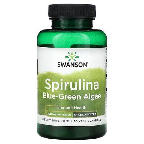 Swanson Spiruline Aux Algues Bleu-Vert, 500 Mg, 90 Capsules Végétariennes 