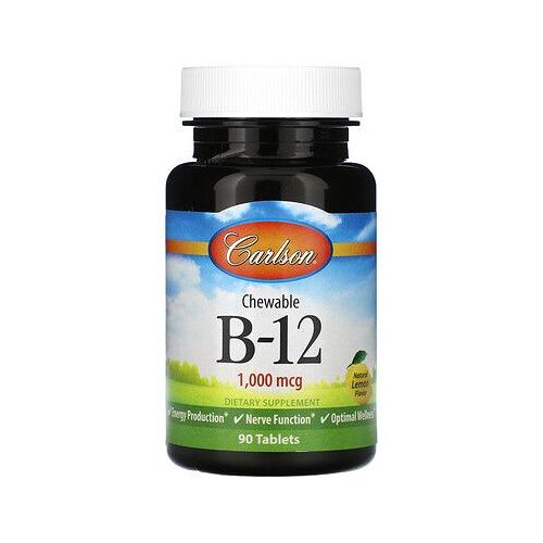 Carlson Vitamine B-12 À Croquer, Citron, 1000 ?g, 90 Comprimés 