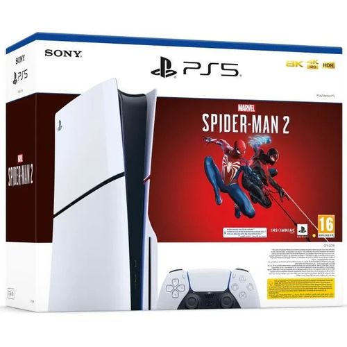 Console Sony Playstation 5 Slim + Marvel's Spider-Man 2 PS5 (jeu en version digitale)