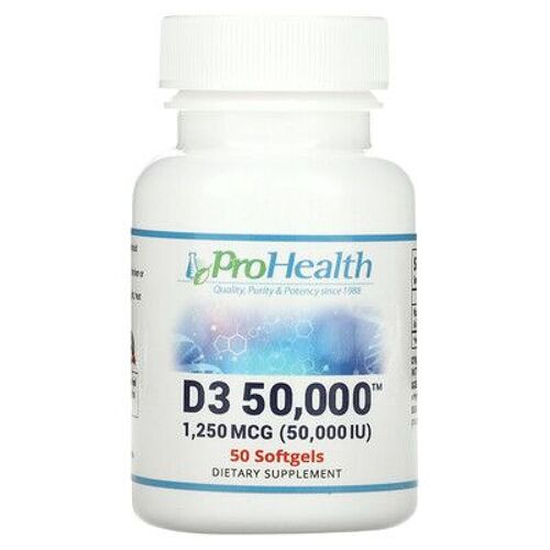 Prohealth Longevity Vitamin D3 50,000, 1,250 Mcg (50,000 Iu), 50 Softgels 