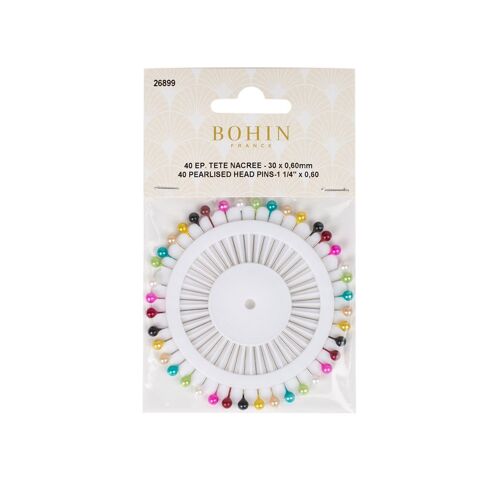 Epingles À Tête Nacrée Couleurs Assorties - 40 Pcs