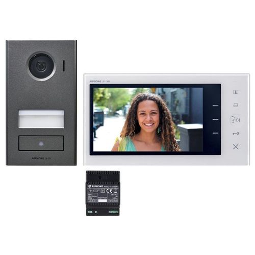 Kit vidéo platine saillie Aiphone JVS1V avec moniteur écran 7" 2 fils intégral