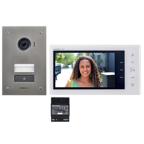 Kit vidéo platine encastrée Aiphone JVS1F avec moniteur écran 7" à 2 fils intégral