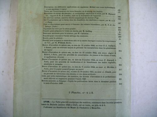 Sciences Industrie Jobard Oct 1850 Régulateur Molinié Salaison Argenture Teinture