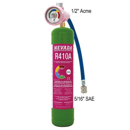 BOUTEILLE GAZ R410a AVEC MANOMETRE + FLEXIBLE RECHARGE CLIM