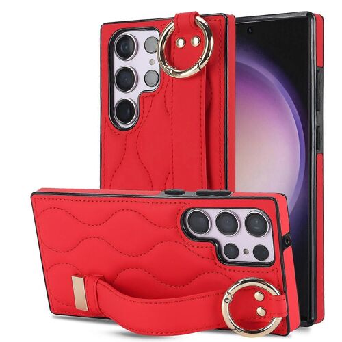 Pour Samsung Galaxy S24 Ultra Coque Élégante Motif Vague En Cuir + TPU Téléphone Coque avec Béquille