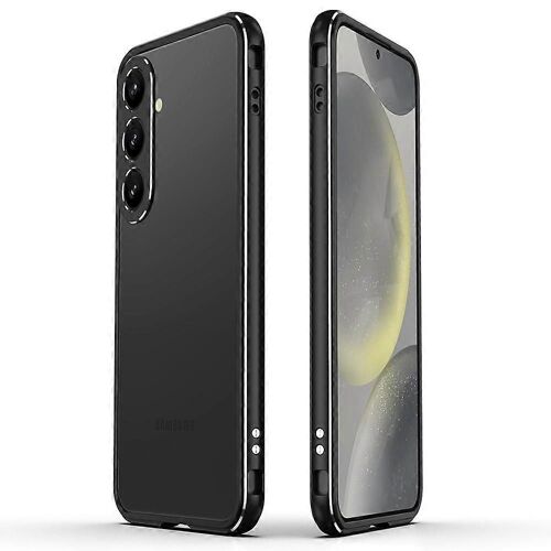Pour Samsung Galaxy S24 + Bumper Case Cadre en métal Pas de coque de téléphone design arrière avec couvercle d'objectif de caméra