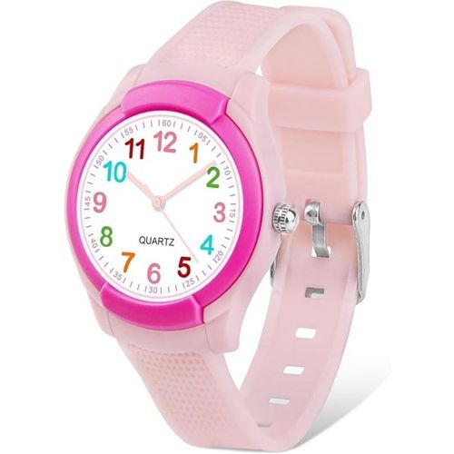 Montre Pour Garçons Filles - Montre Pour Enfant Étanche À Quartz - Adaptée Aux Enfants De 3 À 15 Ans - Rose