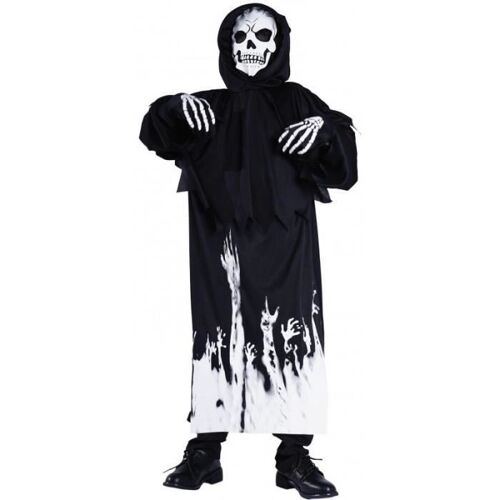 Déguisement Enfant Squelette Phosphorescent - Ptit Clown - Halloween - Tunique Longue - Capuche Cagoule - Gants