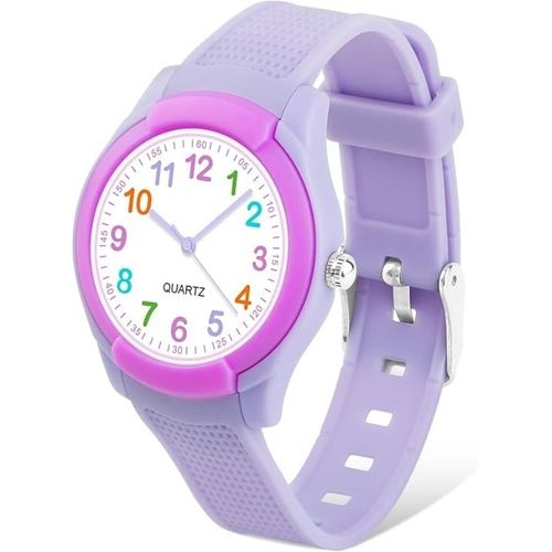 Montre Pour Garçons Filles - Montre Pour Enfant Étanche À Quartz - Adaptée Aux Enfants De 3 À 15 Ans - Violet