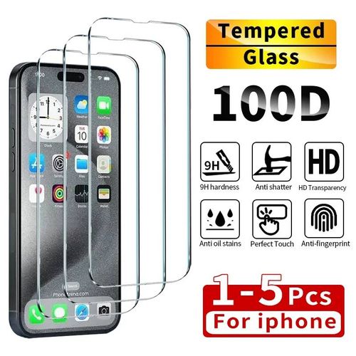1-5 Pièces Verre Trempé Pour Iphone 12 13 14 15 16 11 Pro Max Protecteur D'écran Pour Iphone 7 8 Se2022xxs Xr Film De Protection En Verre.For Iphone 14.1pcs Tempered Glass