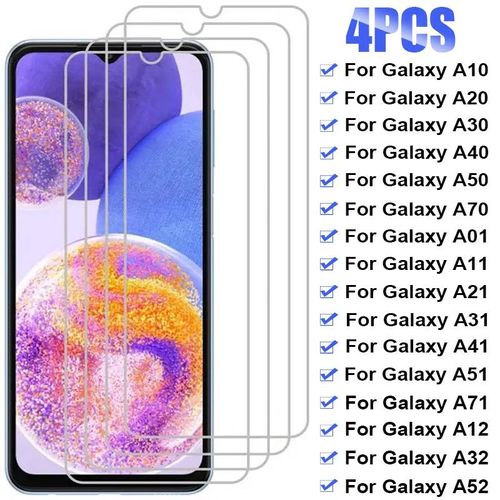 Verre Trempé Pour Samsung Galaxy A50 A70 A10 A20 A30s A40 Protecteur D'écran Pour Samsung A01 A11 A21s A31 A41 A51 A71 A12 A32 A52.For A01.4pcs Glass