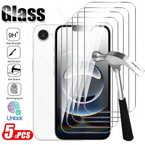Pour Iphone 16e Étui 5-1 Pièces Cristal Clair 9h Lunettes Trempées Couverture Iphone16e I Téléphone 16e 16 E E16 Verre De Protection Aifon Aiphone.For Iphone 16e.Transparent-1pcs