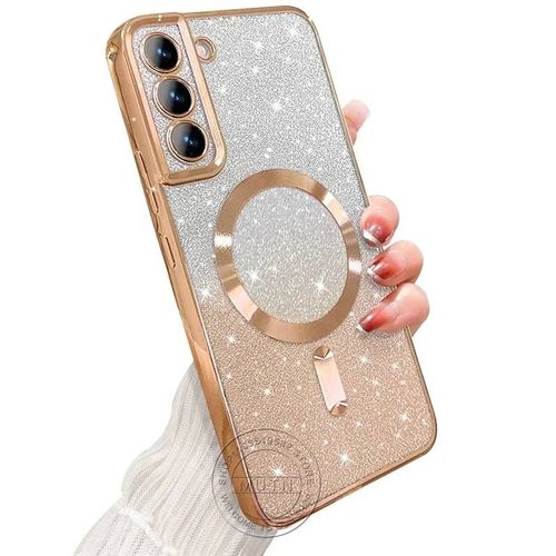 Coque Brillante À Paillettes Pour Samsung Galaxy S25 S24 S23 S22 S21 S20 Plus Fe Note20 Ultra,Étui Plaqué Sans Fil Magsafe Magnétique.Gold.For Galaxy Note20