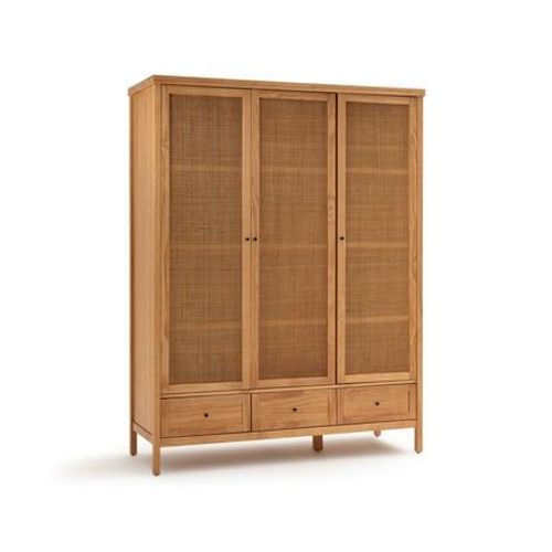 La Redoute Intérieurs - Armoire 3 Portes Pin Massif Et Cannage, Gabin - Naturel
