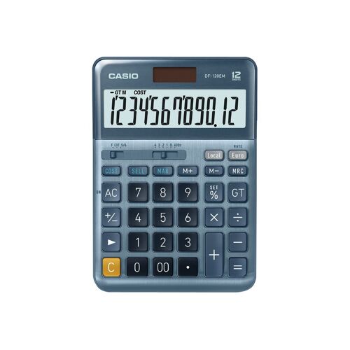 Casio DF-120EM - Calculatrice de bureau - 12 chiffres - panneau solaire, pile - bleu