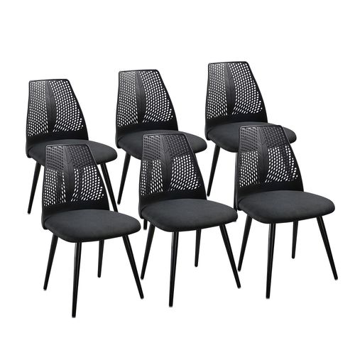 Lot De 6 Chaises De Salle À Manger Monmecd，Rembourré, Adapté Pour Cuisine, Salon, Bureau, Pieds Métalliques, Noir