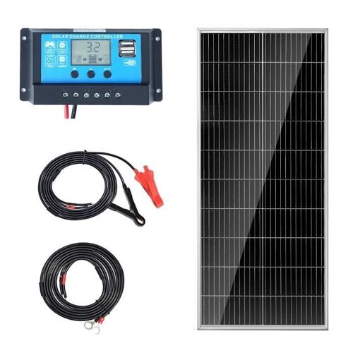 Panneau Solaire Portable - VEVOR - Kit de Panneau Solaire Monocristallin 100 W 12 V et Contrôleur de Charge