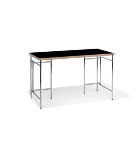 Tréteaux pliants avec plateau Eiermann 3 - mélaminé blanc/chant en chêne - chromé