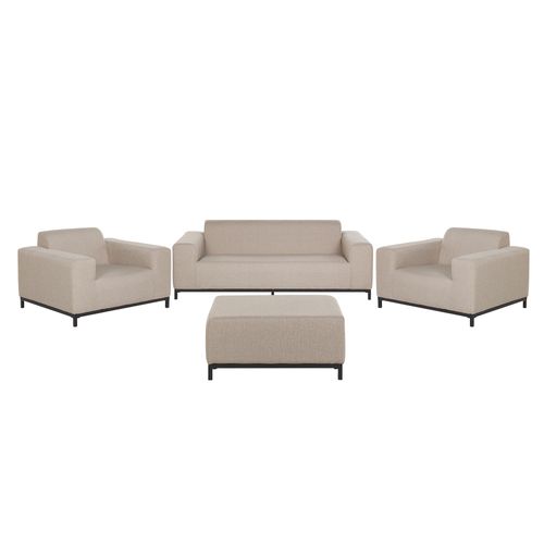 Salon De Jardin 5 Places En Tissu Beige Et Pieds Noirs