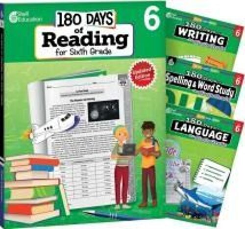 180 Days(Tm) Reading 2nd Ed, Writing, Spelling, & Language Grade 6: 4-Book Set