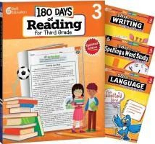 180 Days(Tm) Reading 2nd Ed, Writing, Spelling, & Language Grade 3: 4-Book Set