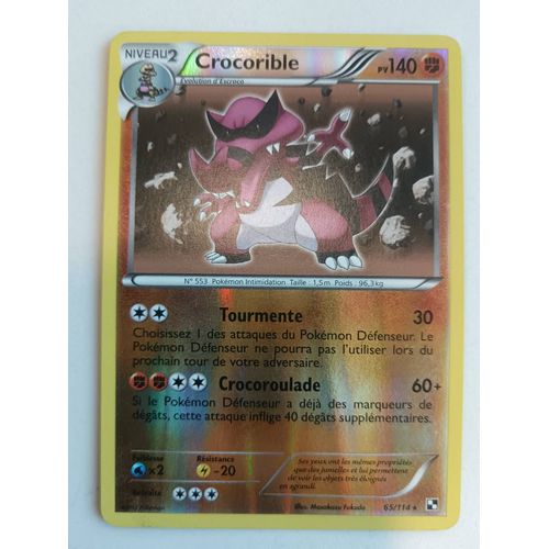 Carte Pokemon Crocorible Holo 65/114 Noir Et Blanc De Base Fr Excellent