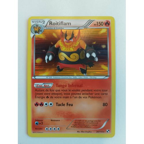 Carte Pokémon Roitiflam Édition Noir Et Blanc (2011) N°20/114 Holo Rare