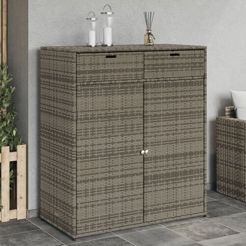 Vidaxl Armoire De Rangement De Jardin Gris 105x55x113cm Résine Tressée