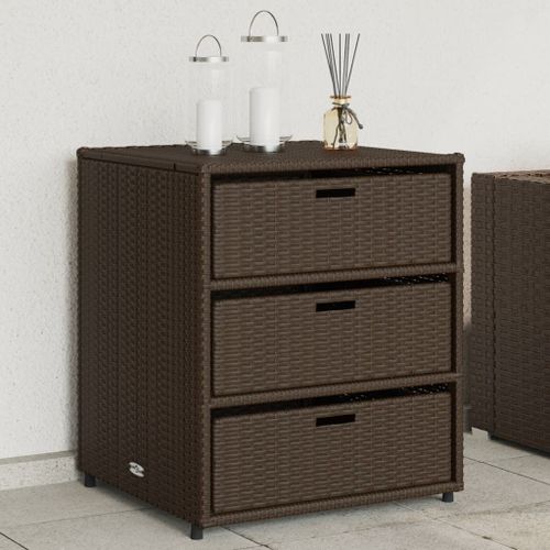 Vidaxl Armoire De Rangement De Jardin Marron 55x59x69cm Résine Tressée