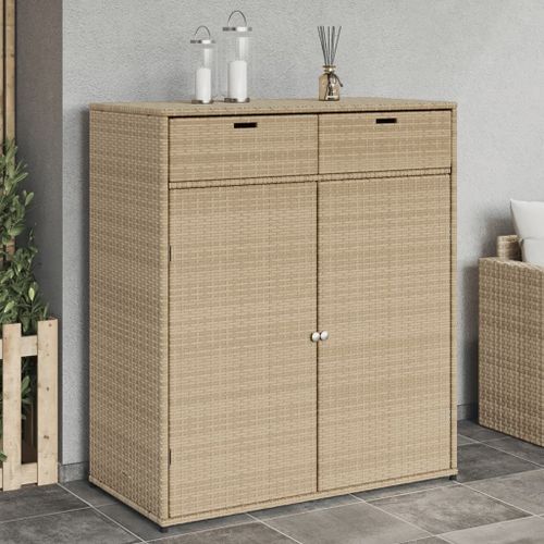 Vidaxl Armoire De Rangement Jardin Beige 105x55x113 Cm Résine Tressée