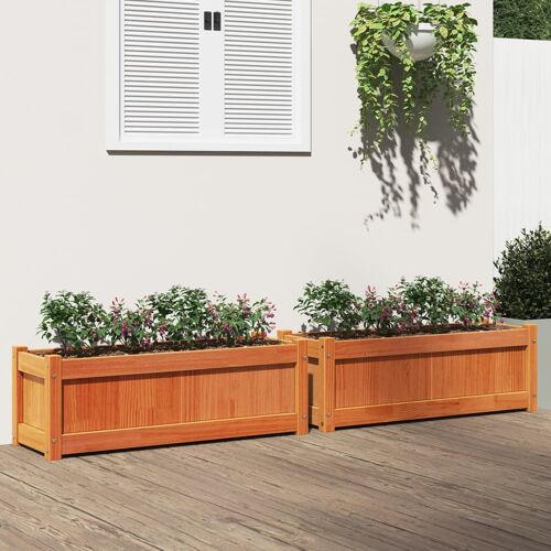 Vidaxl Jardinières 2 Pcs Cire Marron Bois De Pin Massif