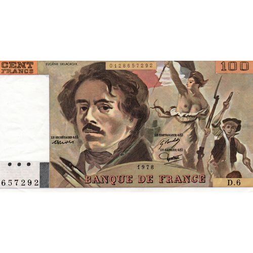 Billet De 100 Francs Delacroix, 1978 Modifié, F 69-01 D, Ttb+