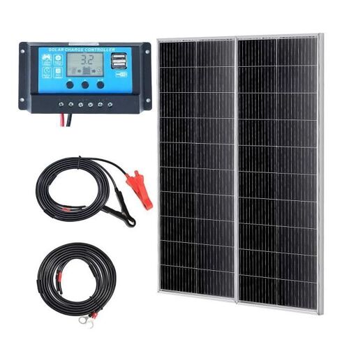 Panneau Solaire Portable - VEVOR - Lot de 2 Panneaux Solaires Monocristallins 200 W et Contrôleur de Charge