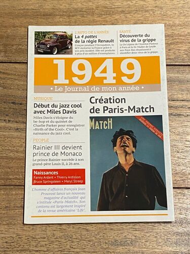 Carte Le Journal De Mon Année 1949