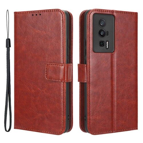 Housse pour Xiaomi Poco F5 Pro 5G / Redmi K60 / K60 Pro - etui coque pochette portefeuille + film ecran - MARRON