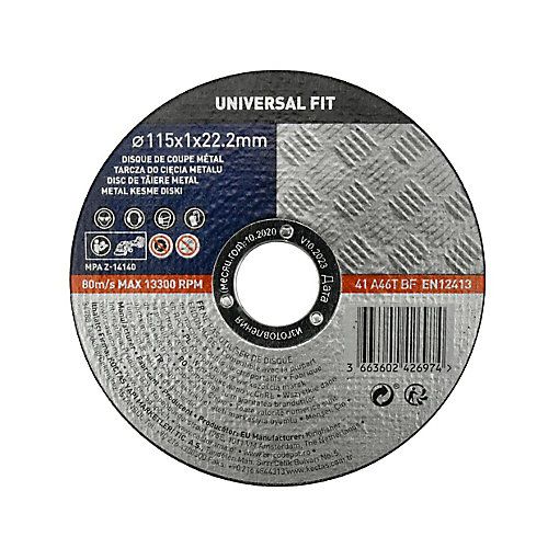 Disque de coupe métal 115x1x22 2 mm Universel fit