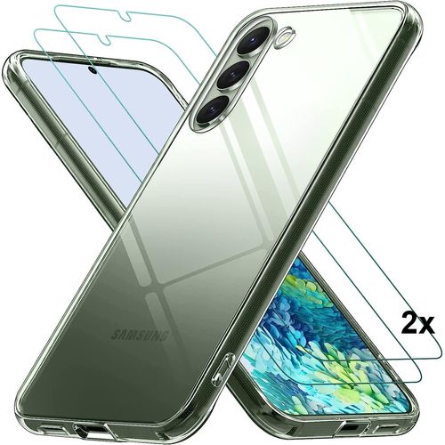 Coque Pour Samsung Galaxy S23 Plus + 2x Vitre Housse Silicone Transparent Verre Trempe Clear