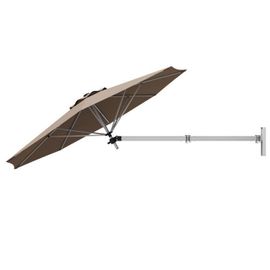 Costway Parasol En Porte-À-Faux Mural De 247 Cm (Dia), Avec Mât Réglable, Évent, Pour Jardin, Balcon, Cour, Café, Terrasse, Marron